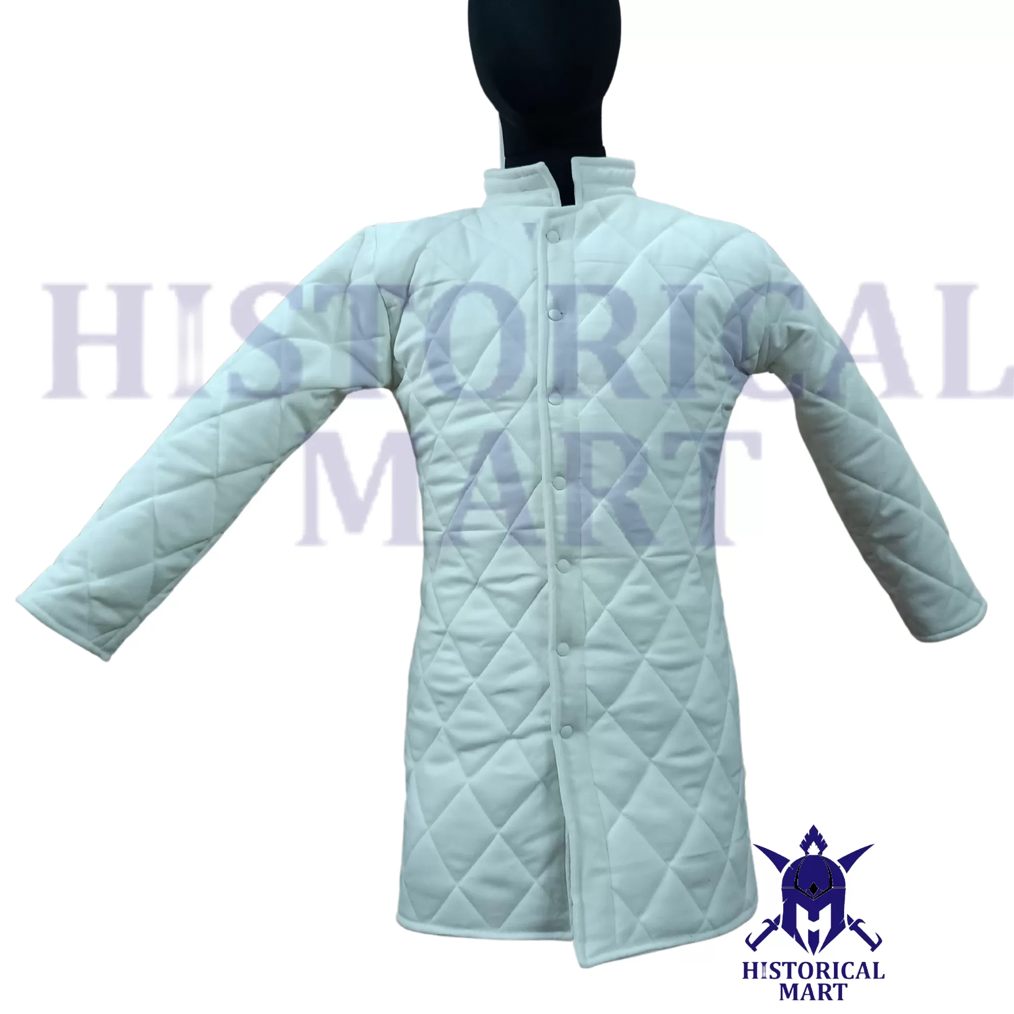 Classic White Cotton Padded Gambeson - Perfect for Knights and LARP Enthusiasts