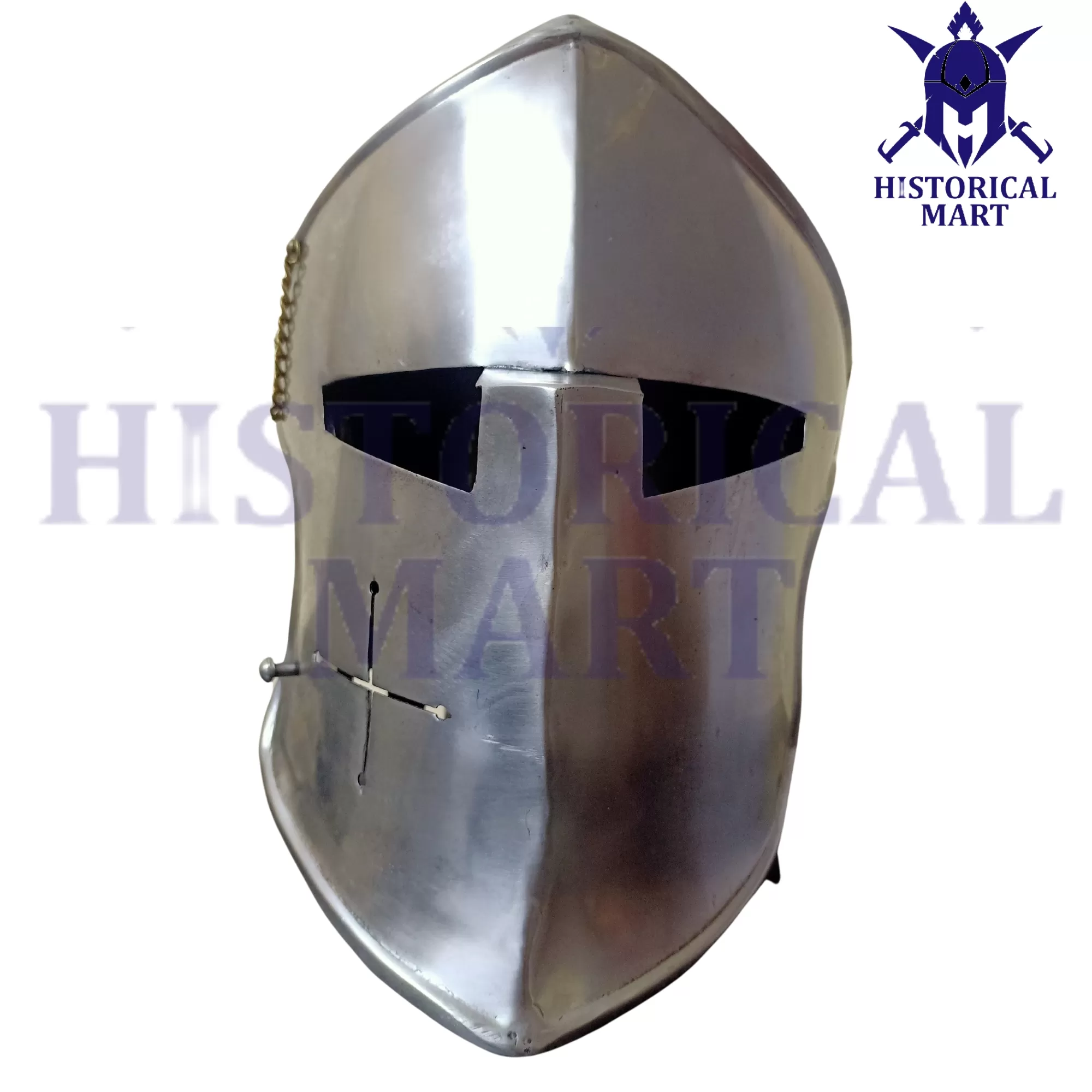 Barbuta Helmet – Viking Battle Knight Armor | Medieval Visored Barbute Helm for Cosplay | Wearable (Silver) for Halloween