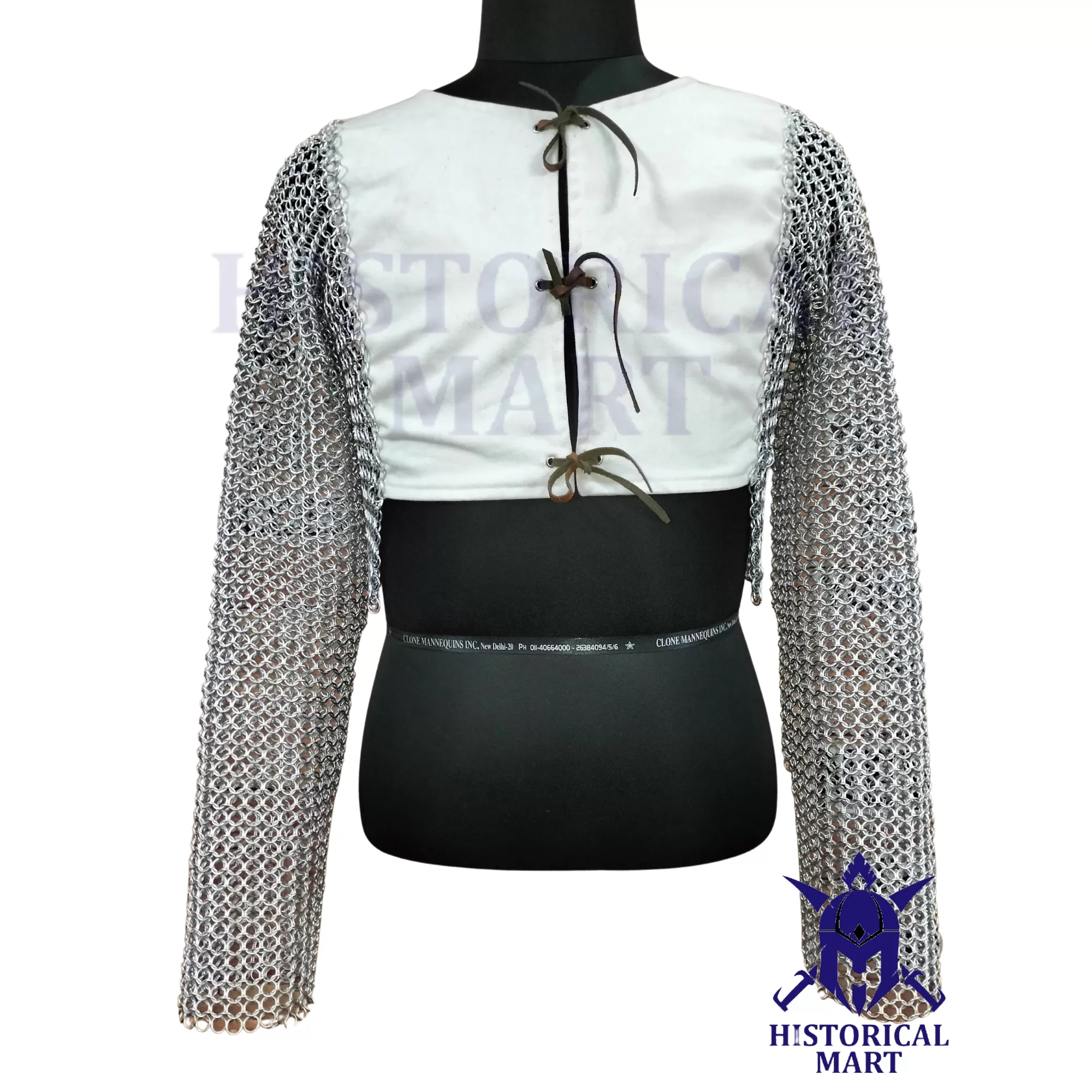 Medieval Padded Gambeson with Detachable Aluminum Butted Chainmail Sleeves | Cotton Jacket for SCA & LARP Reenactments | Protective Armor