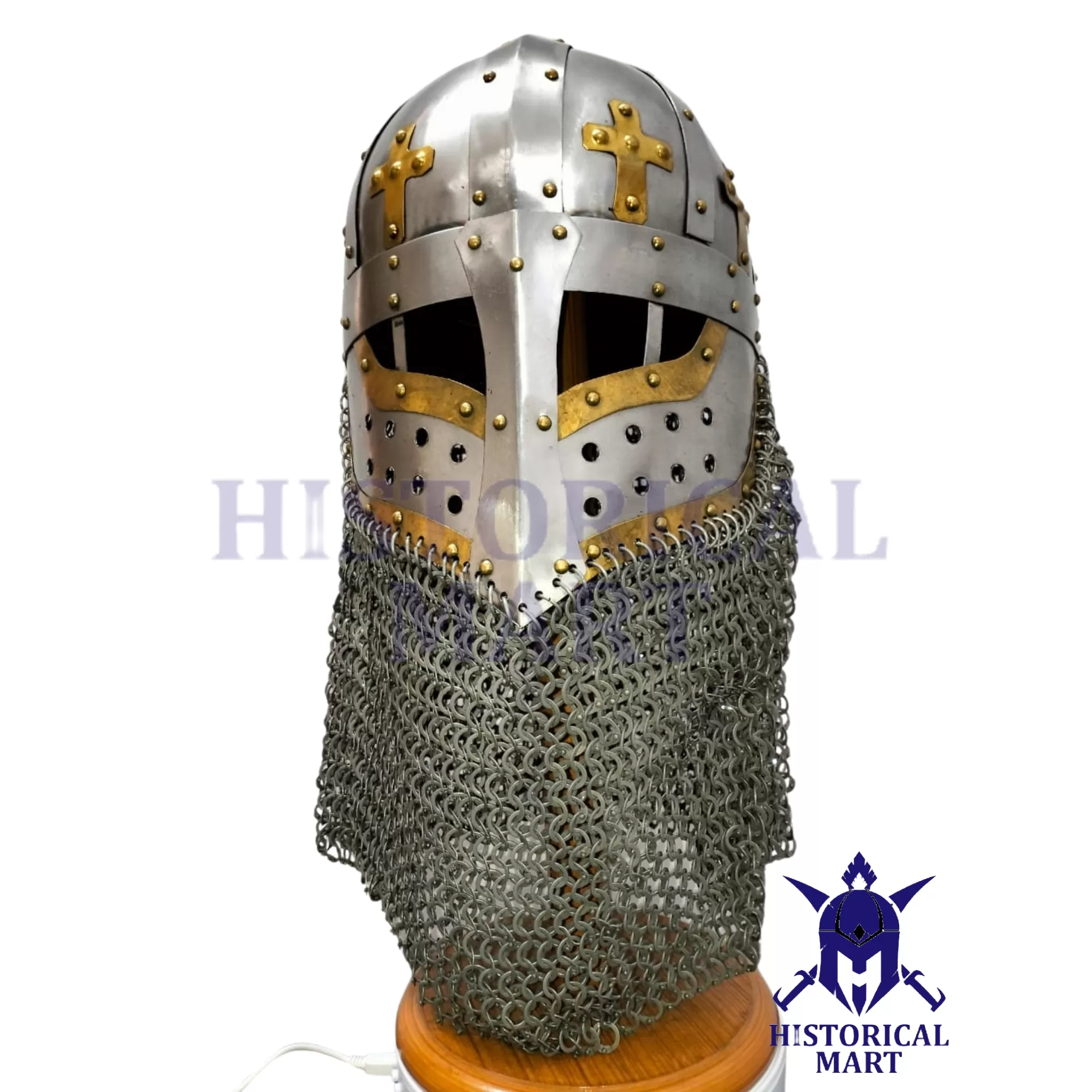 Medieval Knight Armor Helmet for LARP & SCA - Role Play Costume for Halloween Protection