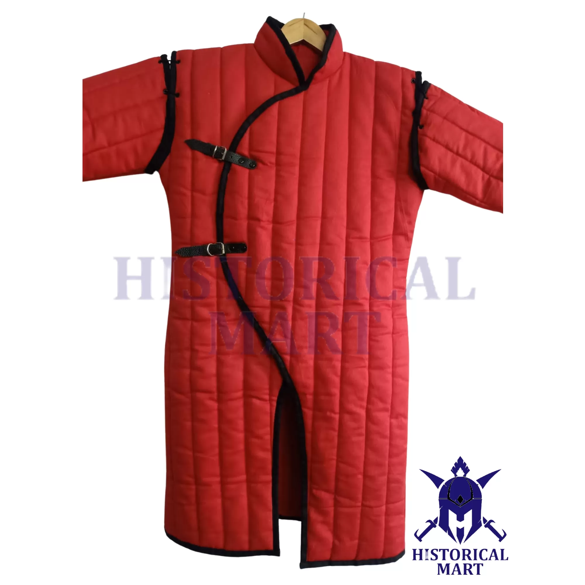 Handmade Cotton Medieval Gambeson - Padded Full Sleeve Long Costume for LARP, SCA, & Cosplay