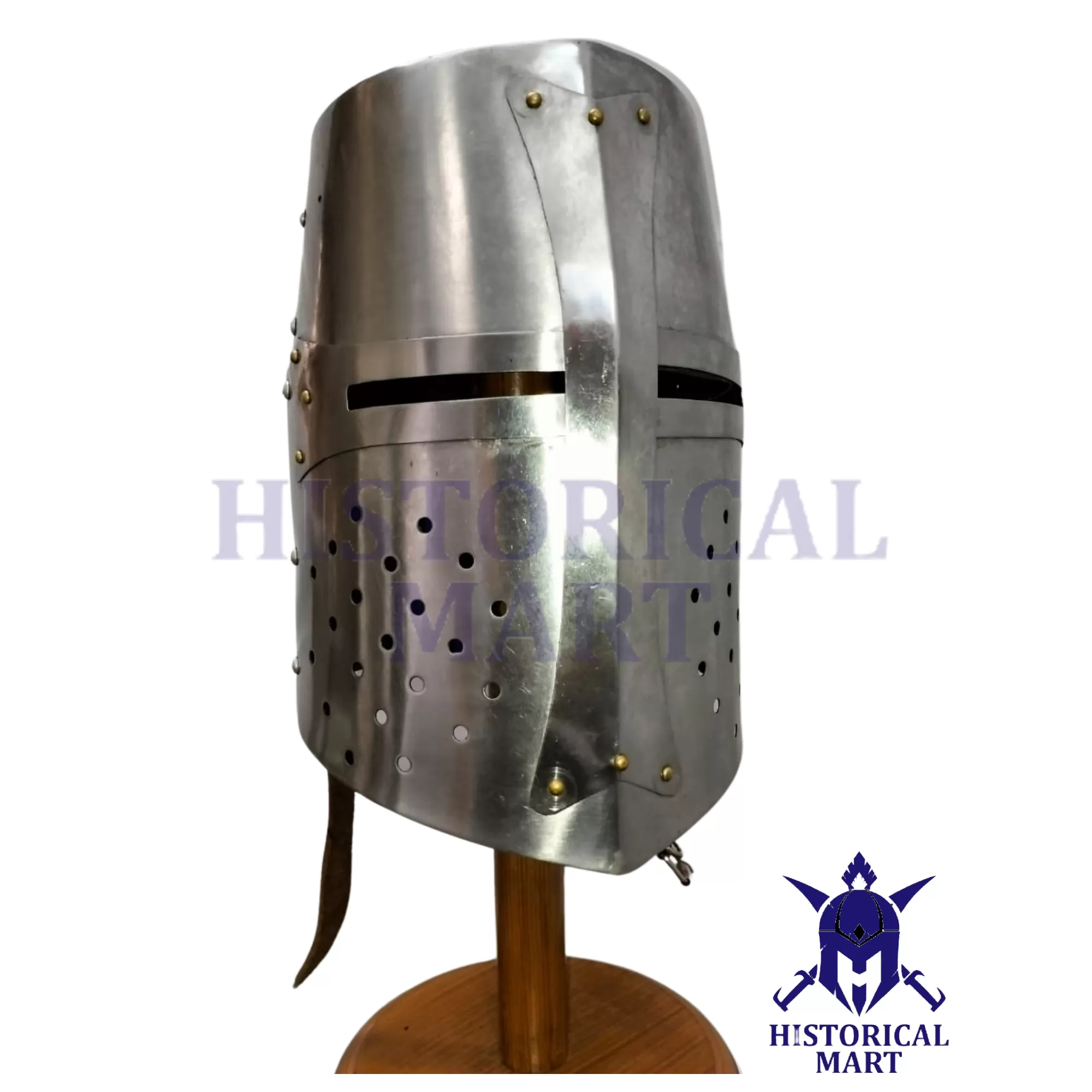 Medieval Knight Armor - New Templar Great Helm with Brass Cross Replica | Crusader Knight Helmet