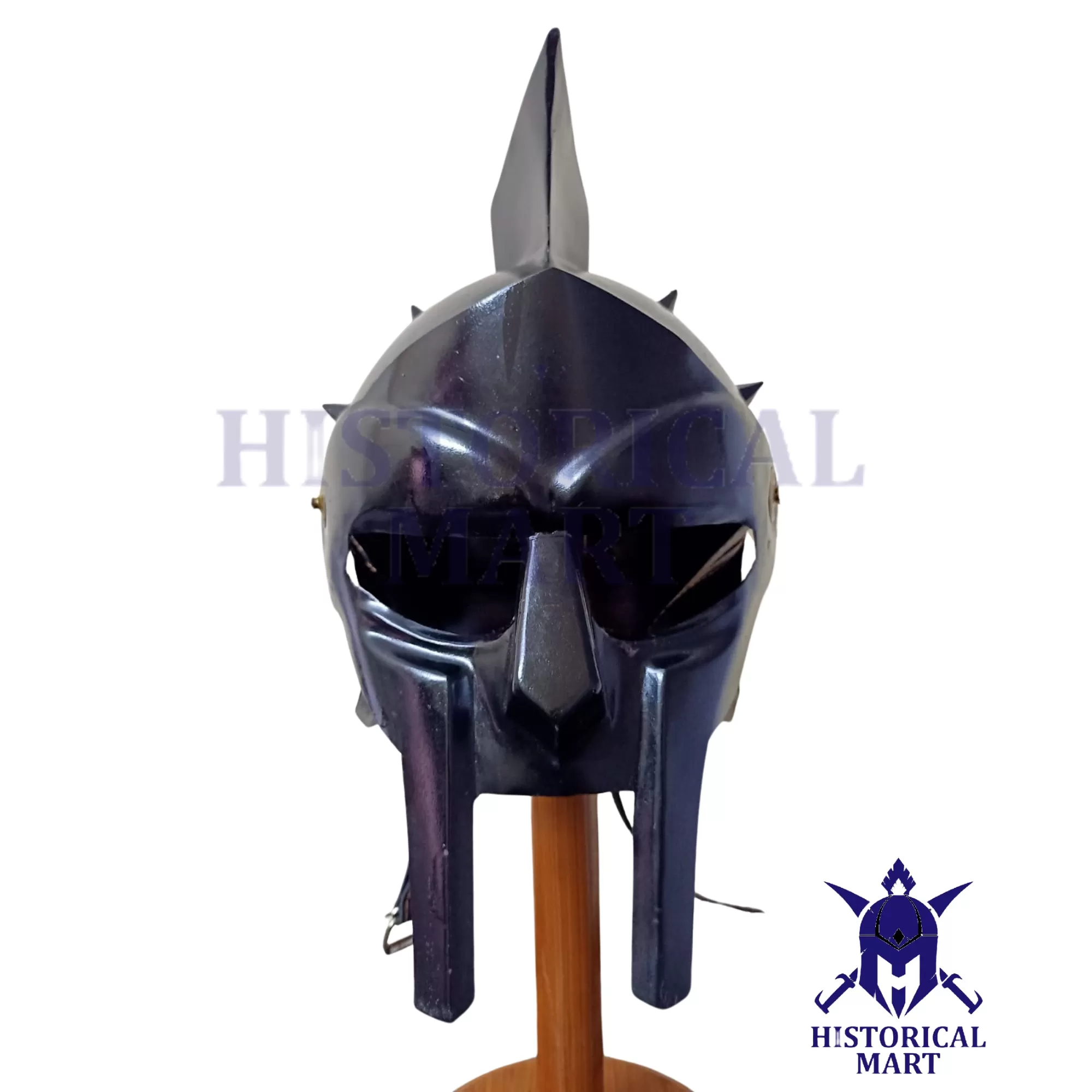 Handmade Black Gladiator Helmet with Face Mask - Forged Roman Armor for SCA & LARP | Unique Halloween Gift