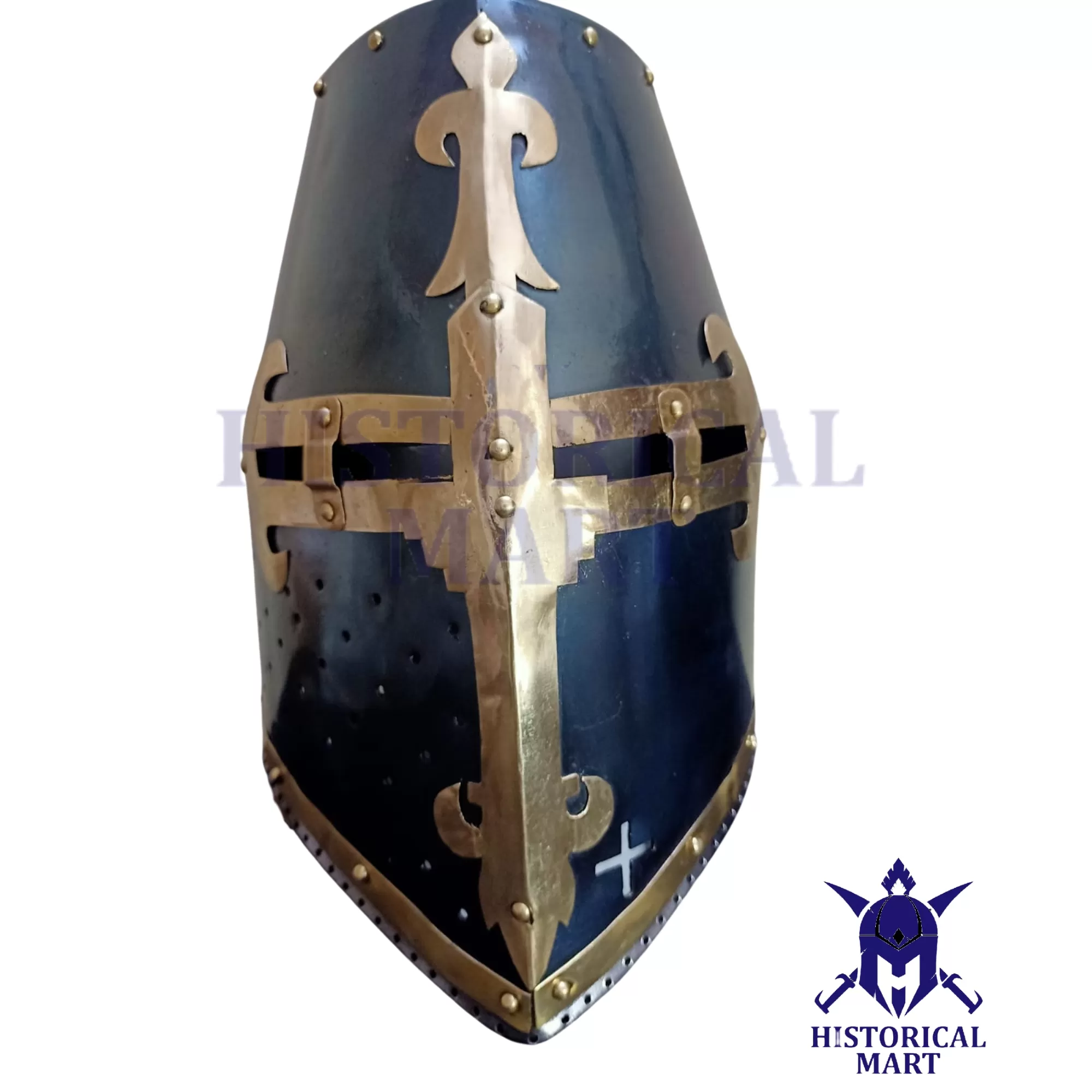 "Medieval Templar Knight Armor Helmet with Leather Liner - Handmade for LARP, SCA, and Cosplay