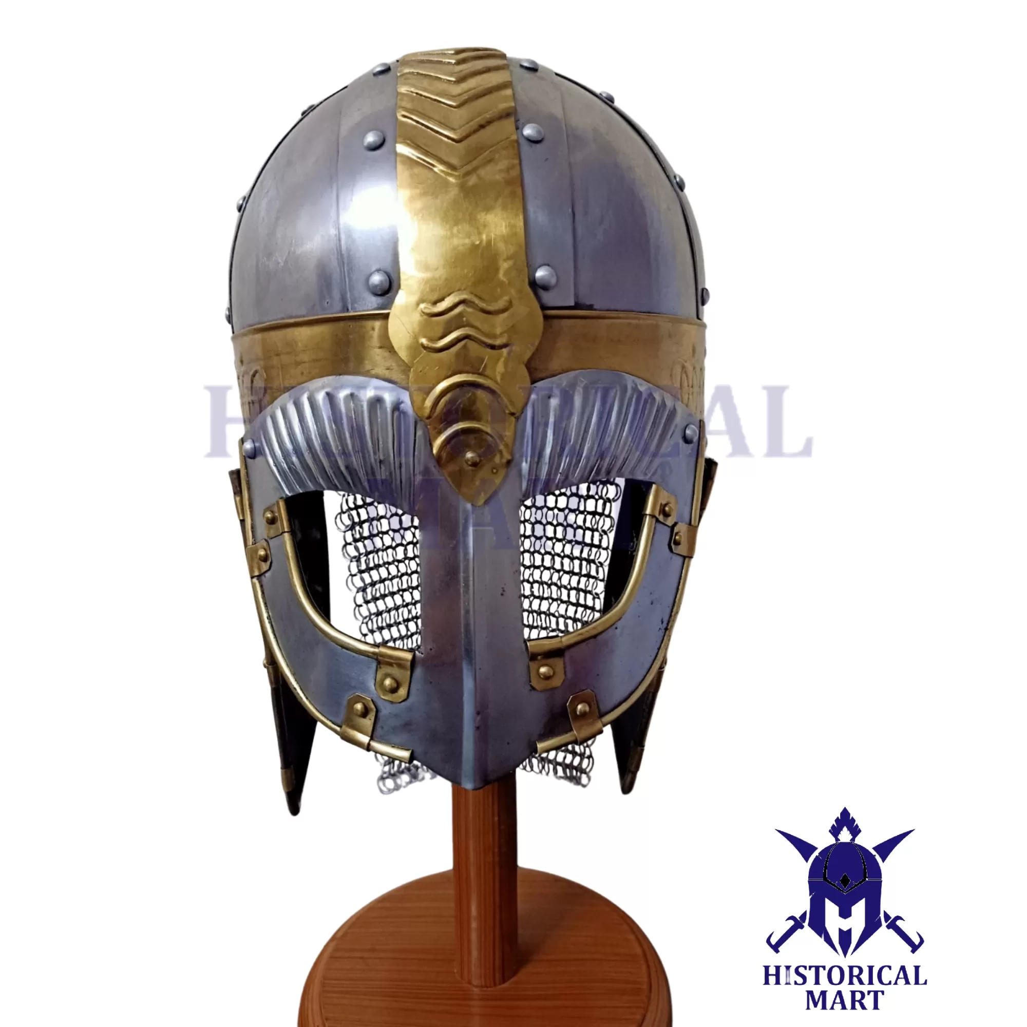 Handmade Armor King Helmet with Chain Mail | Medieval Full Head Protection for LARP, Cosplay & Viking Art