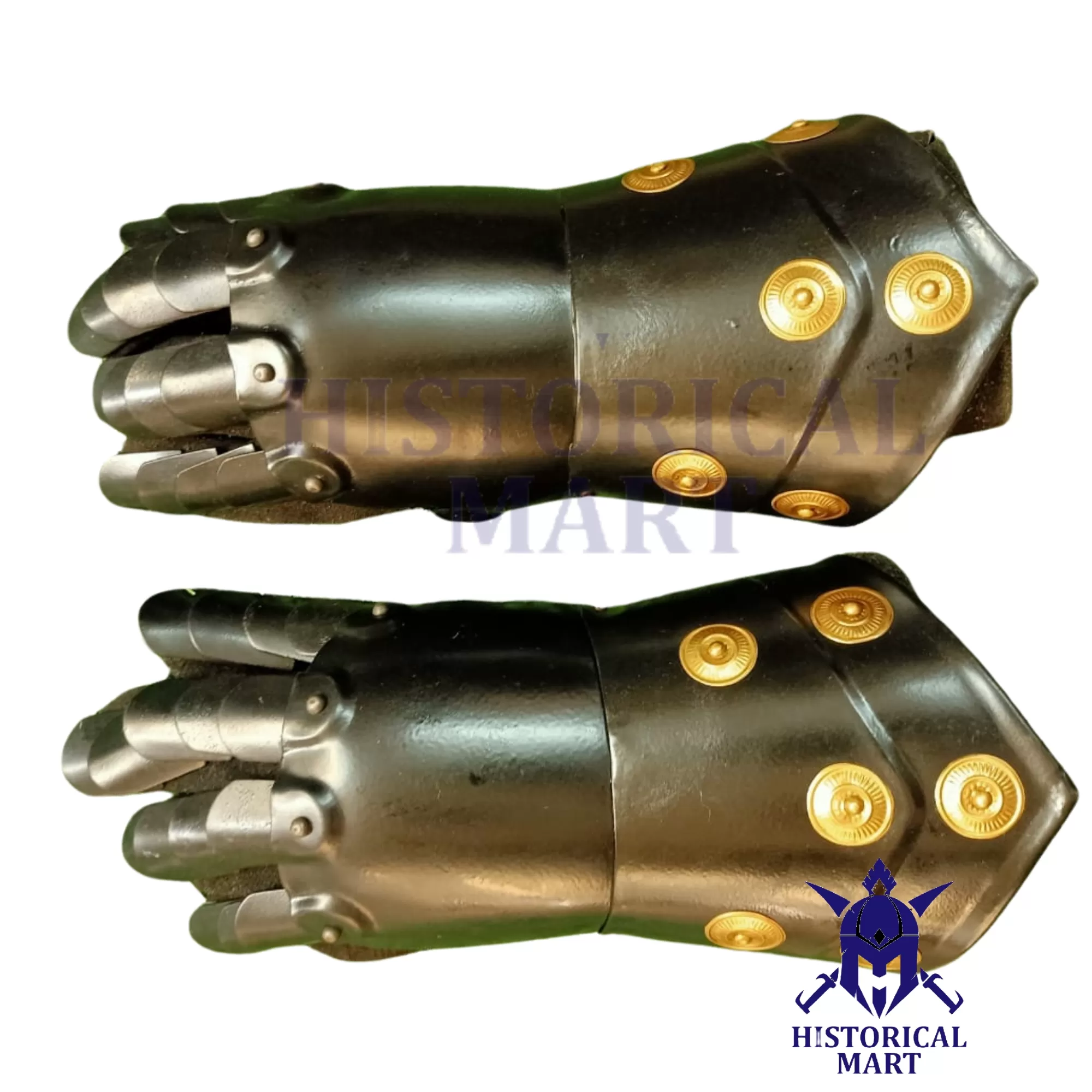 Metal Gothic Knight Style Gauntlets - Fully Functional Armor Gloves for LARP, SCA, and Cosplay - Black, One Size