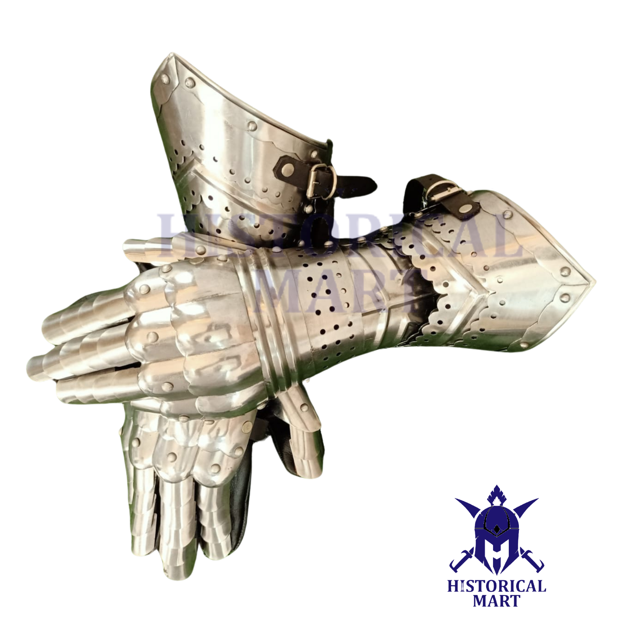 Medieval Metal Armor Gauntlet Gloves with Brass Accents - Hand Protection for LARP, Cosplay, Halloween, and Christmas Gifts