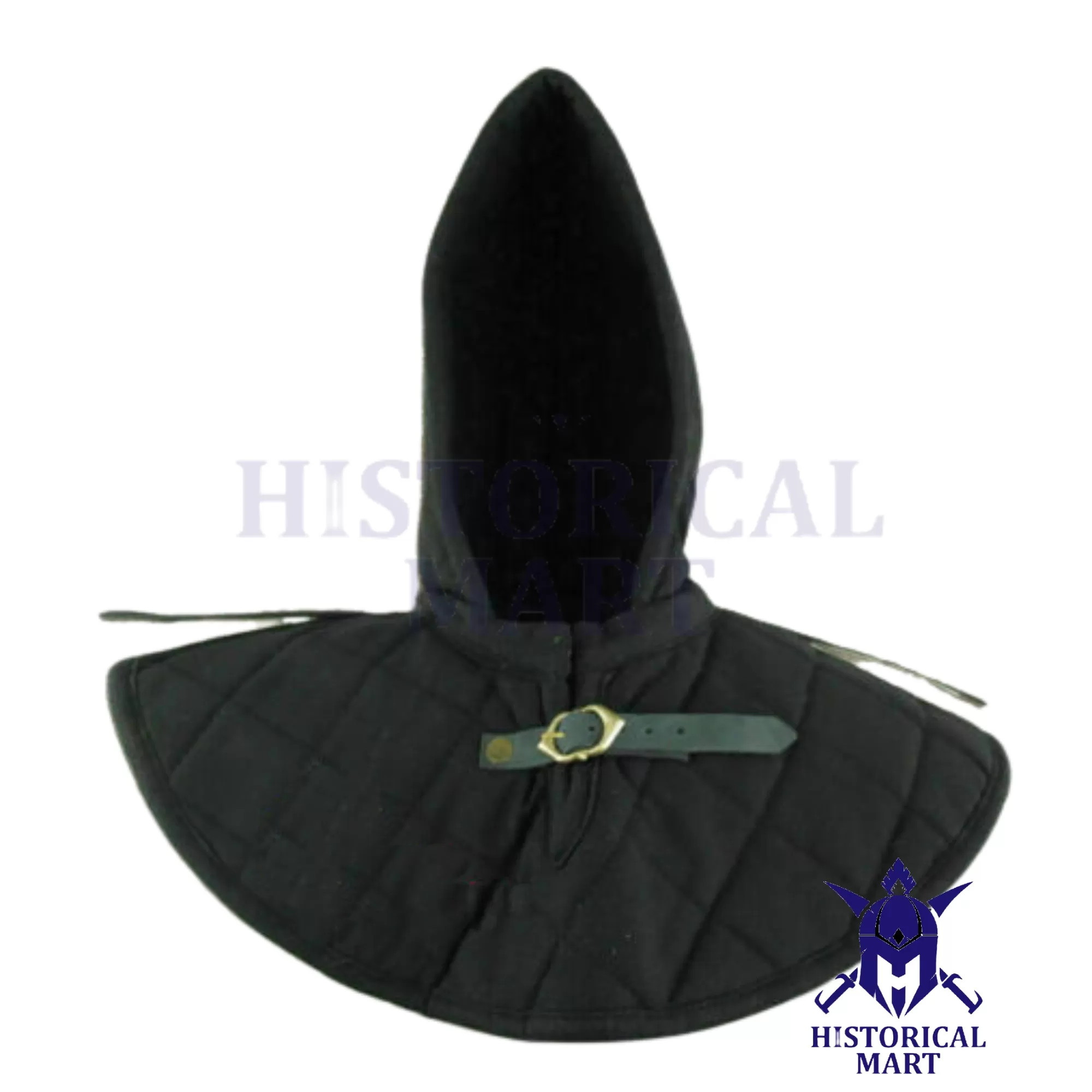 Handmade Medieval Hood with Collar - Thick Padded Renaissance LARP Armor for Viking Cosplay & Halloween Events