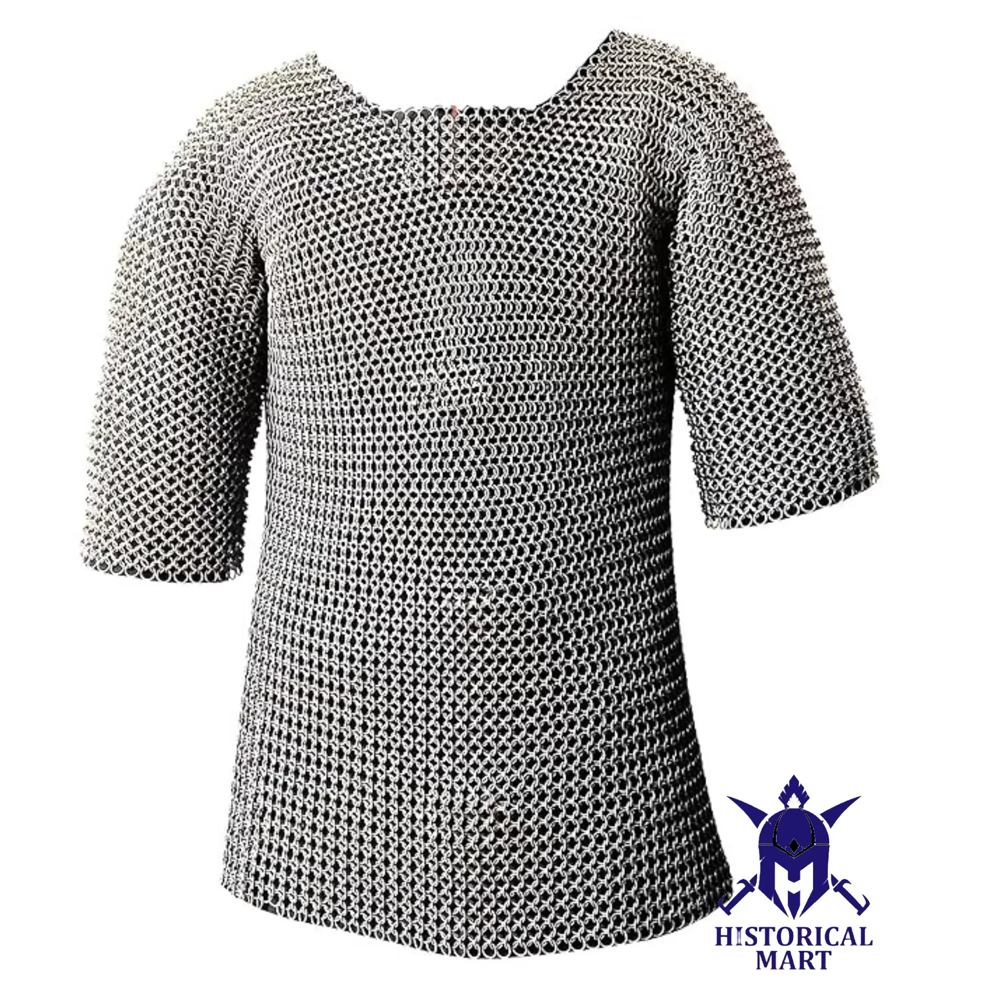 Viking-Style Handmade Aluminum Chainmail Shirt | Butted Half-Sleeve Armor for LARP, SCA, & Halloween Costumes