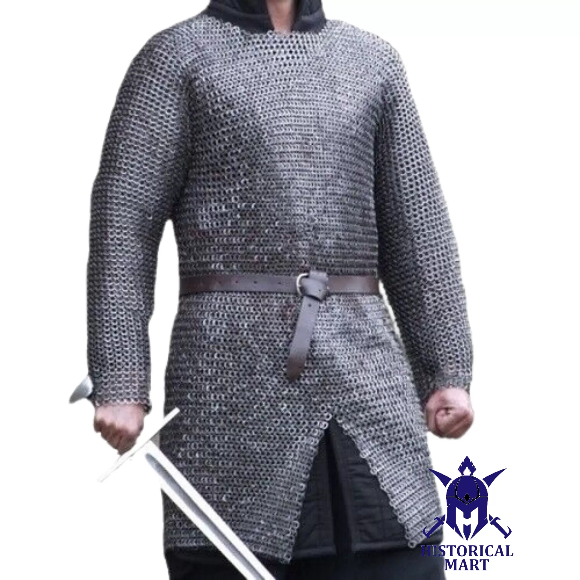 Medieval Full Sleeve Chainmail Shirt – 6mm Round Riveted with Flat Washer and Soiled Ring Armor for LARP, SCA, Cosplay, Handmade Costume, Halloween