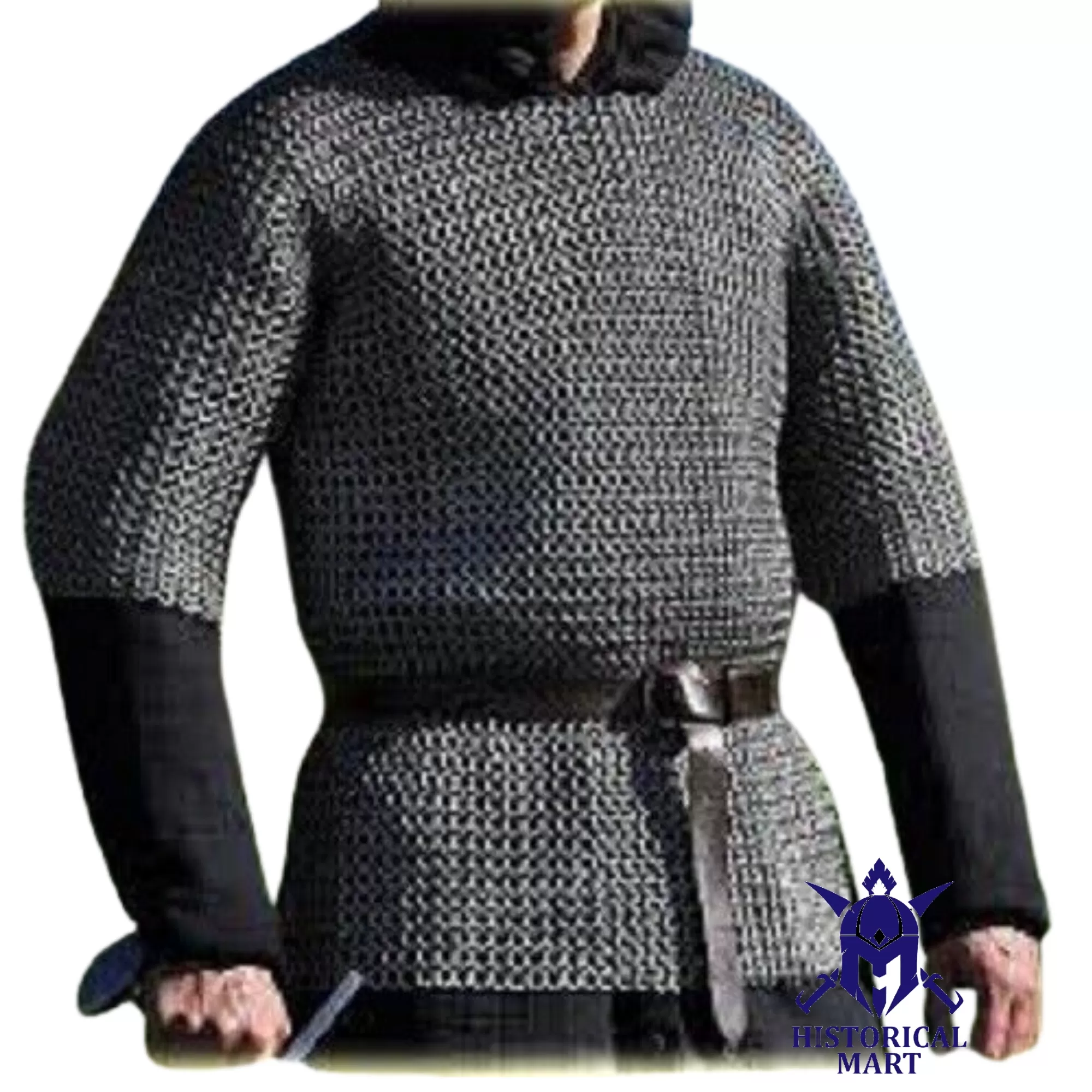 Medieval Viking Chainmail Shirt | 10mm Flat Riveted with Flat Washer | Half Sleeve for LARP & Halloween