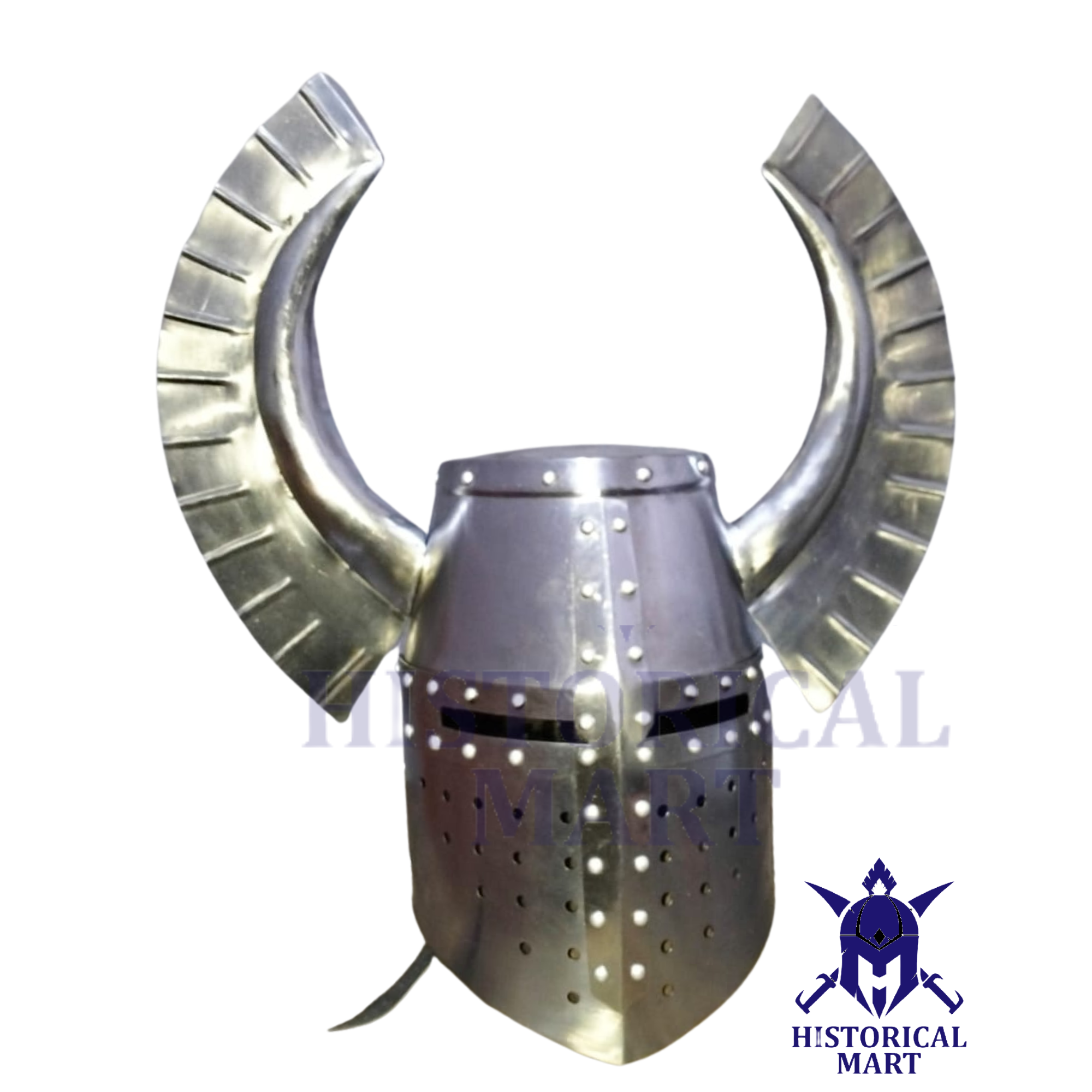 Handmade Medieval Templar Helmet with Metal Horns | Crusader Knight Armor for LARP, Cosplay & SCA