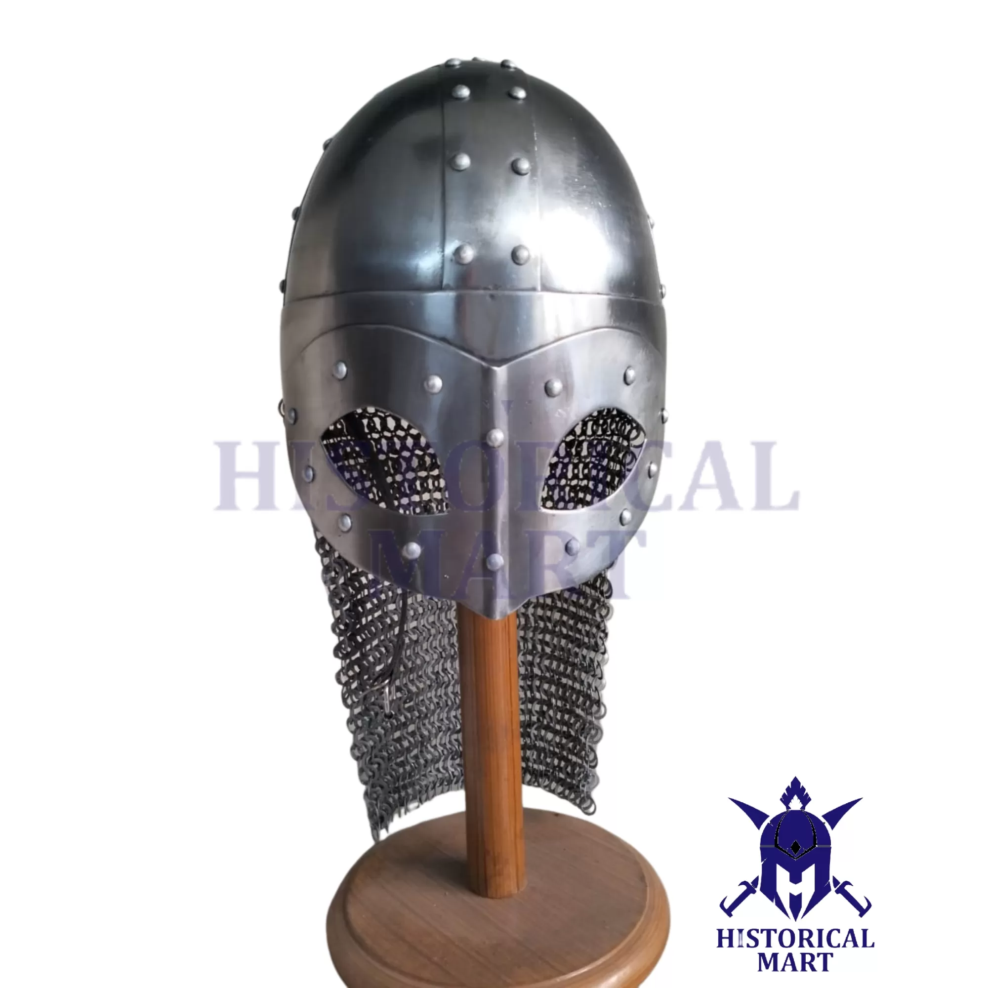 Handmade Medieval Viking Helmet | 18 Gauge Steel Battle Armor with Chain Mail for LARP & Cosplay