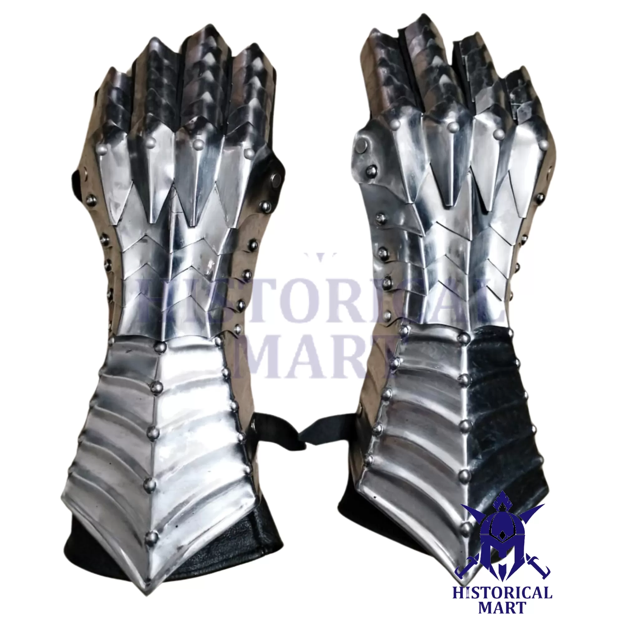 Medieval Handmade Fantasy Steel Gauntlets | Silver Finish Armor Gloves for Lord Ringwraiths & Crusader Cosplay