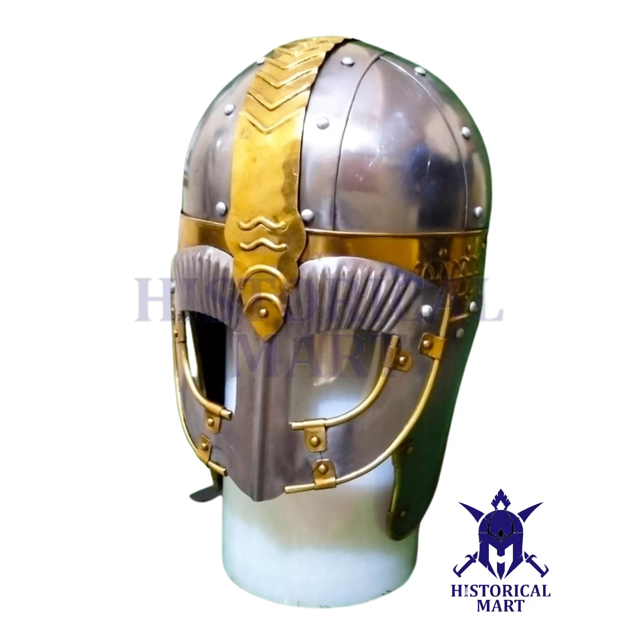 Medieval Handmade Armor King Helmet with Chain Mail | Full Head Protection for LARP, Cosplay & Viking Reenactments