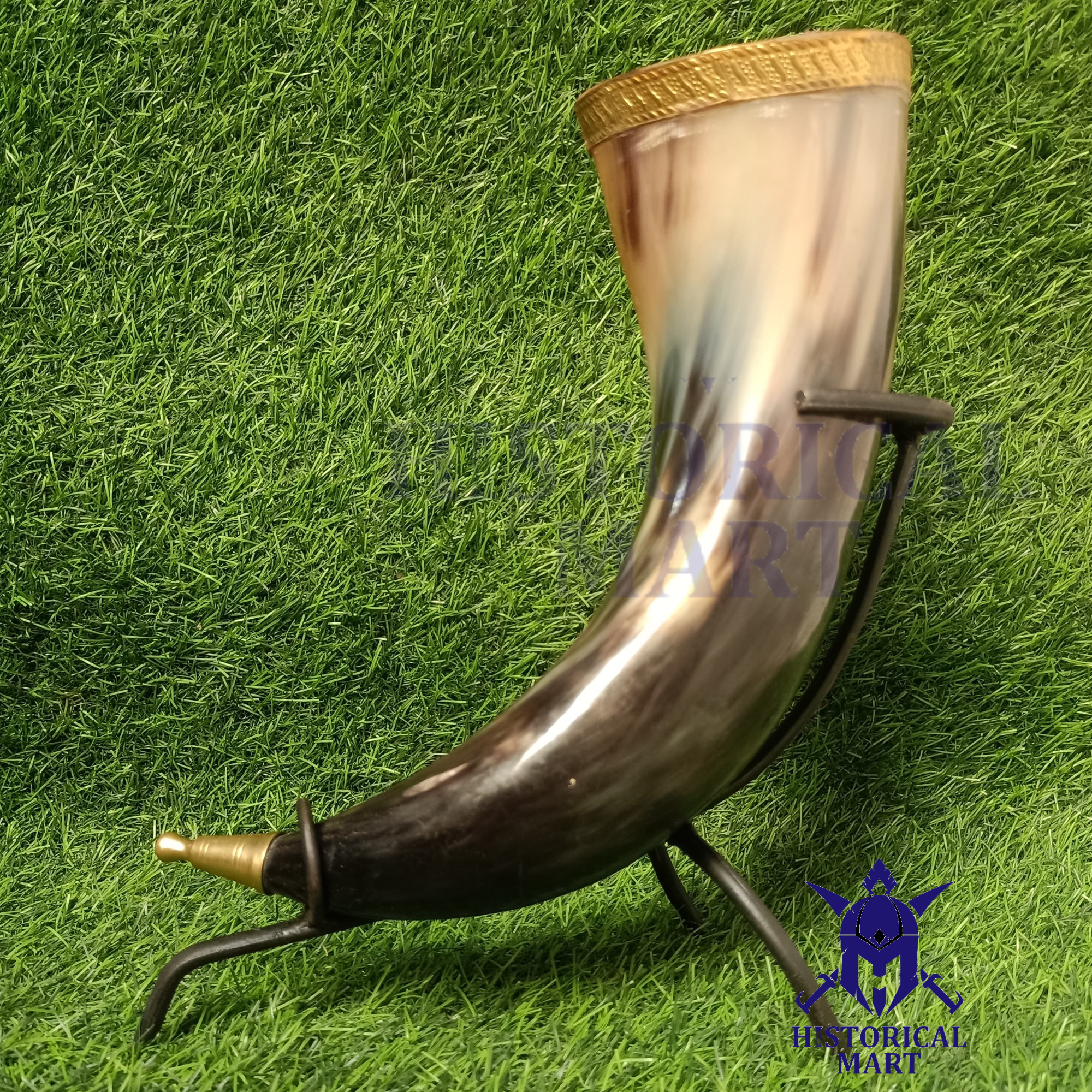 Set of 4 Handmade Viking Horn Mugs – 12-Inch Authentic Drinking Horns with Stand for Beer, Wine, and Mead – Real Ox Horn Tankard Chalice