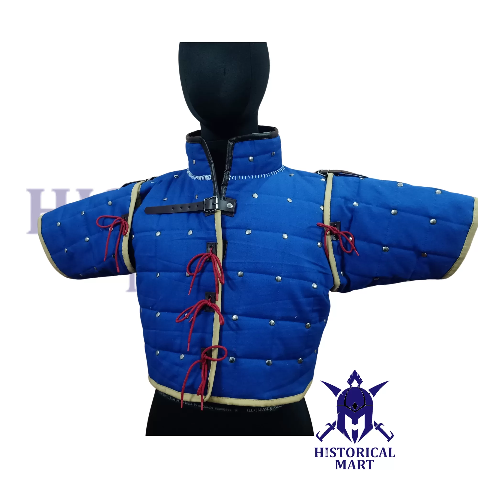 Medieval Viking Gambeson for Women - Cotton Quilted Armor Vest, Padded Half Sleeve Shirt for LARP, Cosplay, Reenactment, and SCA